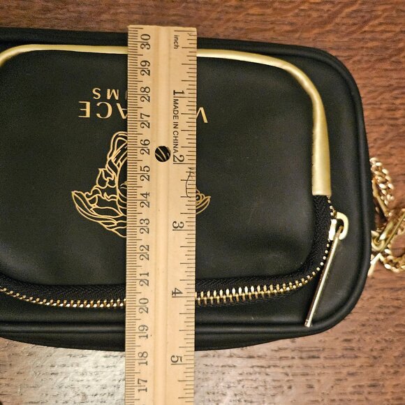 Black Versace Parfums Medusa Head Case & Gold Chain 7"x5". 3 Zippered Pockets - Picture 7 of 7